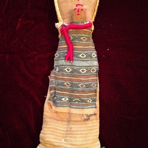 Burial Chancay doll, made in Peru with both vintage and Pre-columbian fabrics