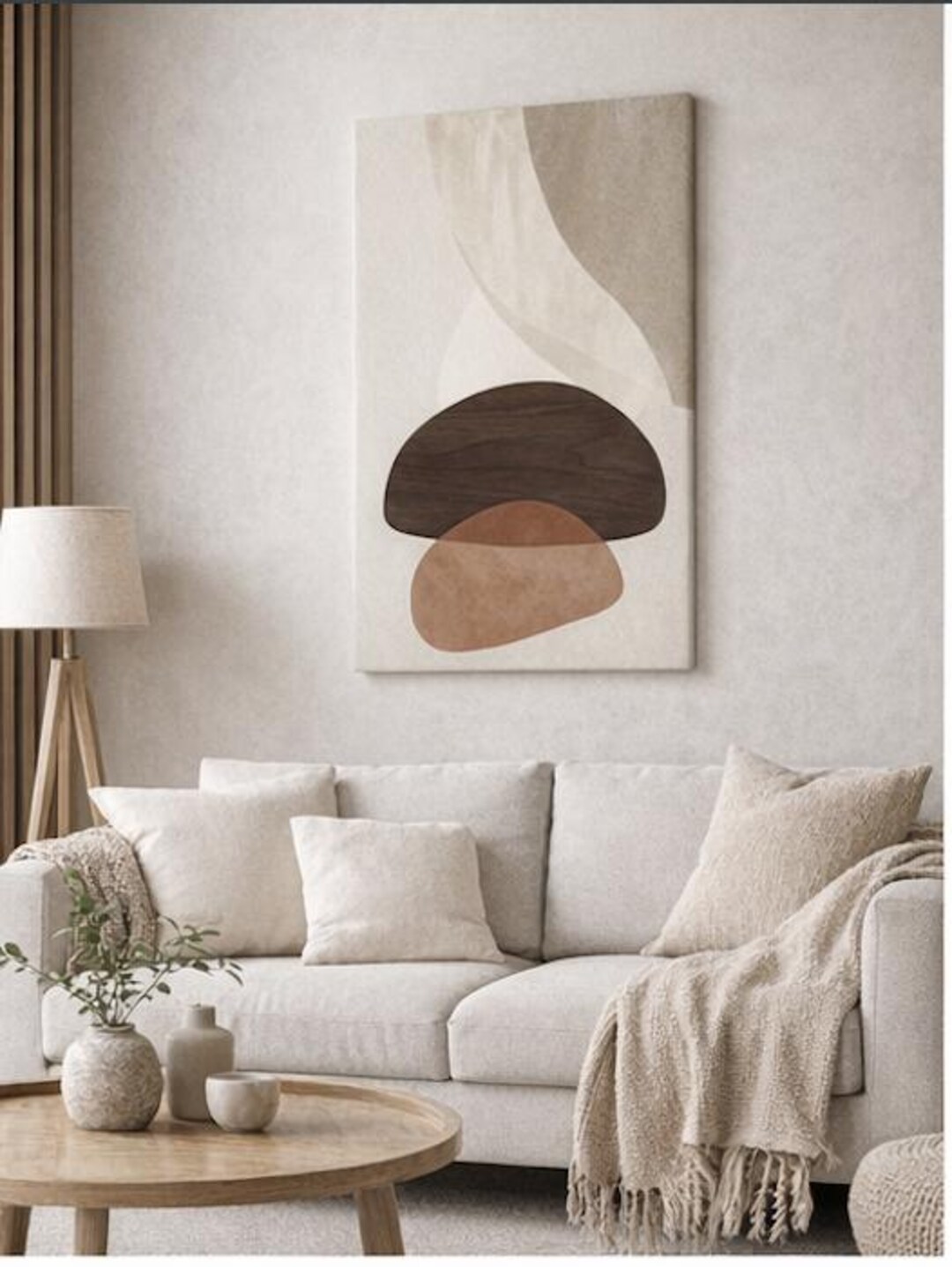 Japandi Wall Art Canvas Neutral Abstract Poster Minimalist Scandinavian ...