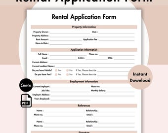 Printable Rental Application Form. Landlord Rental Application. Tenant ...