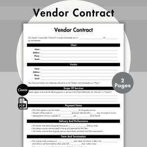 Editable Vendor Contract Template, Printable Event Agreement, Sales Contract, Catering Vendor, Popup Event Vendor, Truck Contract Digital
