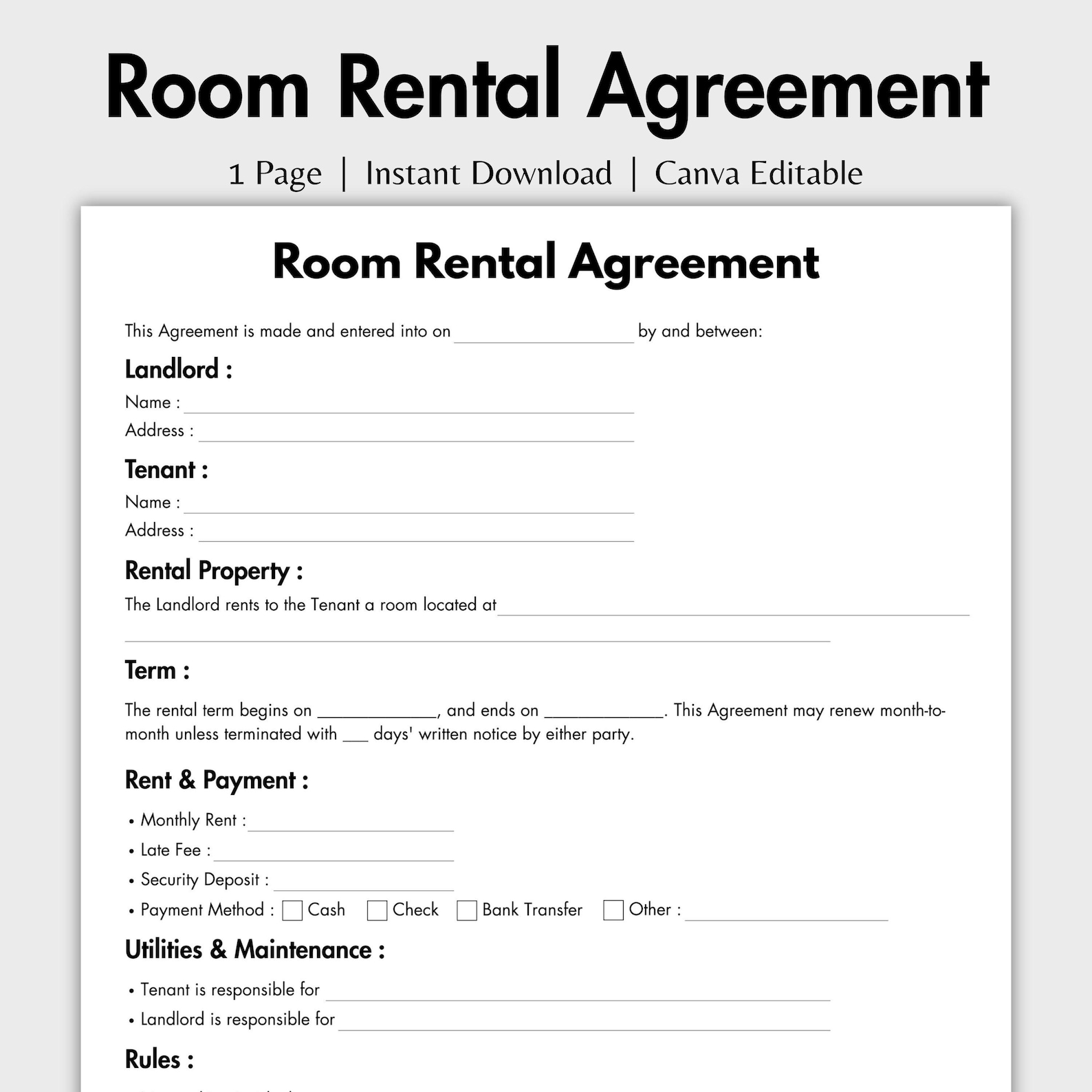 Image 4 for Bedroom Rental Agreement Template