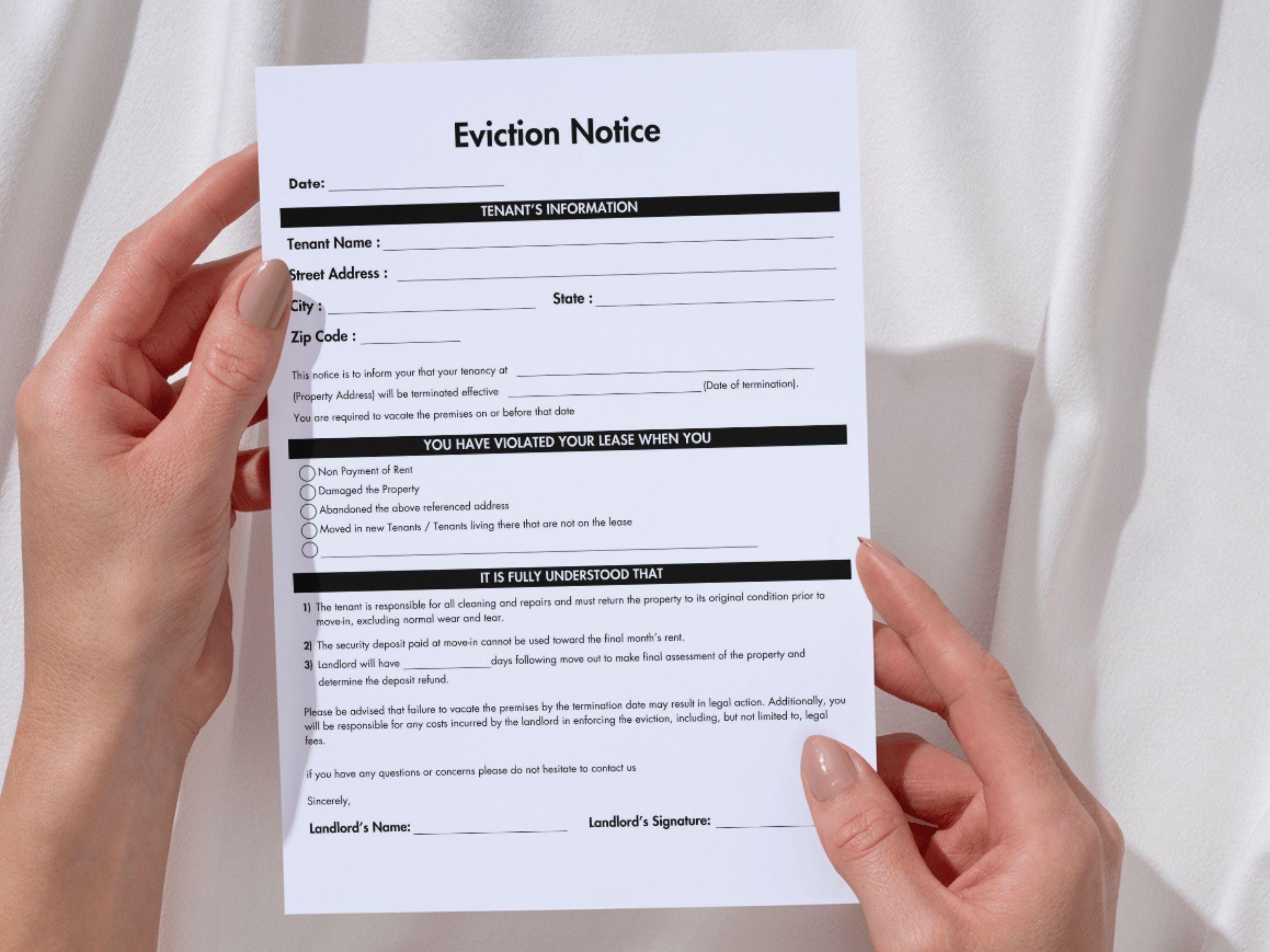 Eviction Notice Template, Printable Notice to Vacate Template, Landlord ...