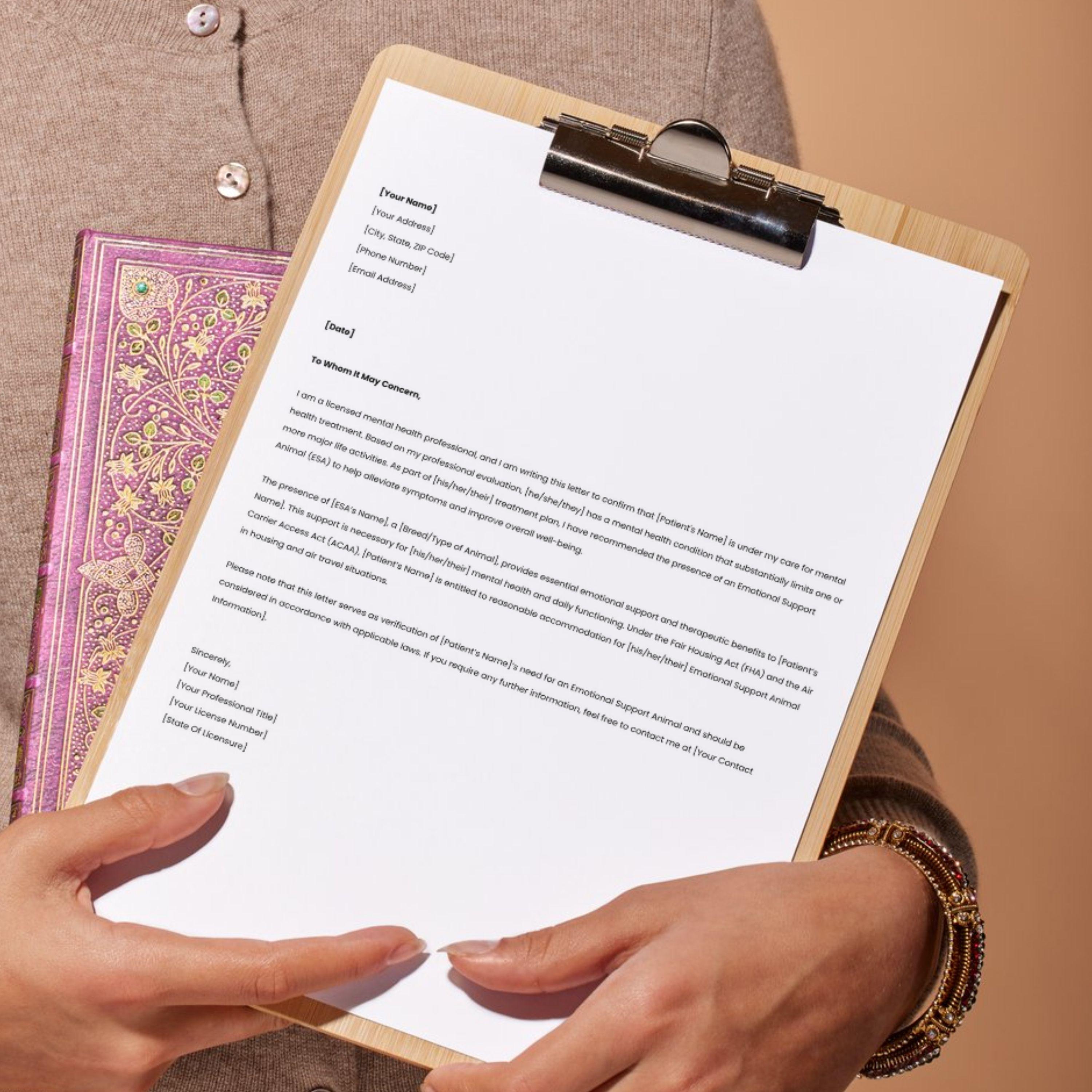 Editable Emotional Support Animal Letter, Printable Service Animal