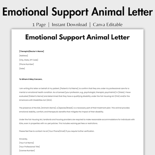 Emotional Support Dog Etsy