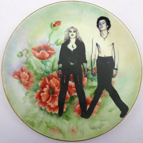 Sid and Nancy Portrait Plate - Altered Vintage Plate