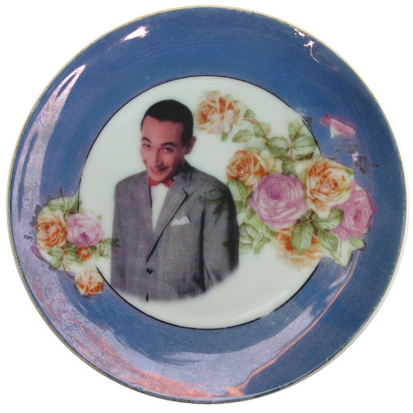 SALE - Pee-wee Herman Portrait - Altered Vintage Plate 6"