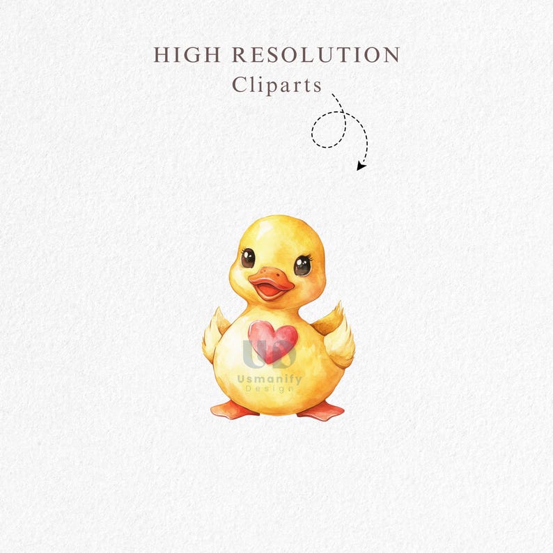 Puede incluir: Un patito amarillo con un coraz&oacute;n rojo en el pecho. El patito est&aacute; dibujado en estilo acuarela y tiene una apariencia linda y de dibujos animados.