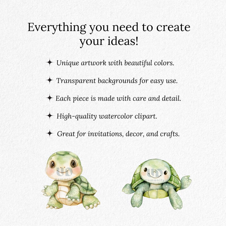 Turtle Clipart Bundle, Cute Turtle PNG, Watercolor Sea Turtle ...