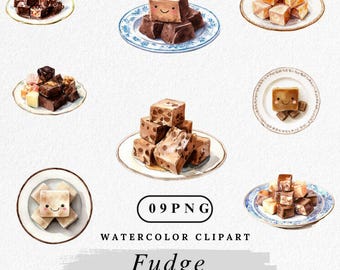 Aquarell Fudge Clipart Bundle: Schokolade Dessert PNG (Digitaler Download