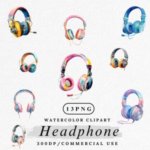 Headphone Clipart, Music Headphones PNG, Cute Audio Clip Art, Cartoon Headphones , DJ Headset Graphic, Digital Music Art, Digital Download