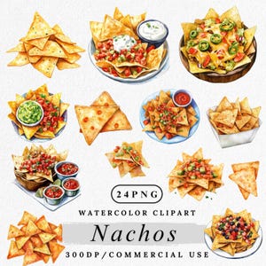 Nachos Clipart, Watercolor Nachos PNG, Mexican Food Clip Art, Nacho Cheese Snack, Crunchy Chips Clipart, Commercial Use, Cute Food Clipart
