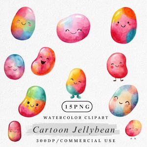 Cartoon Jellybean Clipart Bundle: Kawaii Candy PNG (Commercial Use, Digital Download)