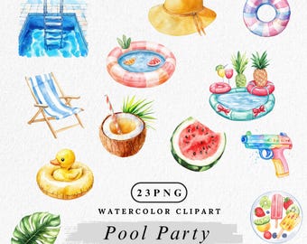 Pool Party Clipart: Summer Water Fun PNG Bundle (Digital Download)