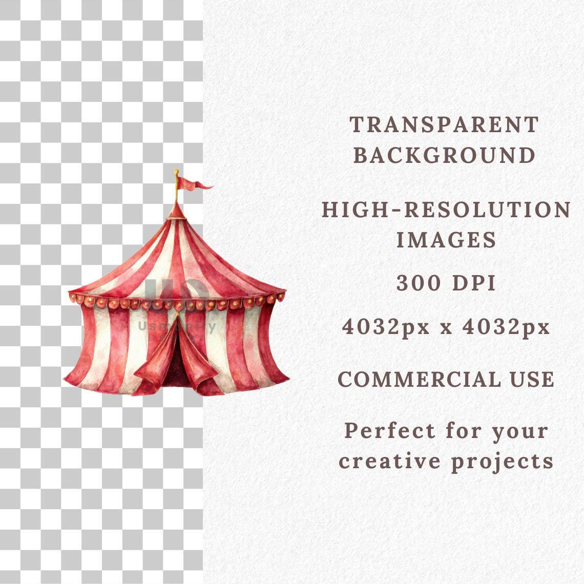 Watercolor Circus Tent Clipart: Carnival PNG Bundle (digital Download ...