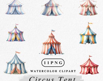 Watercolor Circus Tent Clipart: Carnival PNG Bundle (Digital Download)