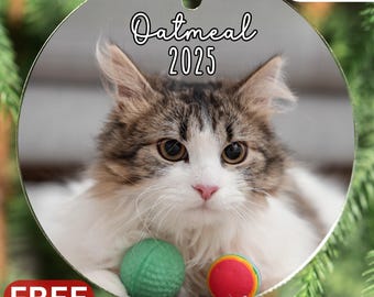 Cat Photo Acrylic Ornament, Cat Lover Gifts Custom Kitten Picture Ornaments Personalized Pet Keepsake