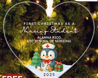 Nursing Students Ornament: Custom Student Nurse Keepsake, Personalized Nursing School Christmas Gifts from Family