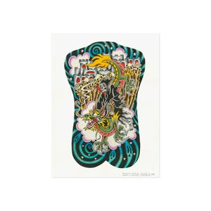 Fine Art Posters, Seattle Tattooer Back Piece Tattoo Poster Print, Wall Art Decor, Tattoo Art Print, Tattoo Lover Gift, Tattoo Poster