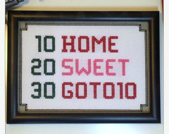 home sweet goto10 - cross stitch pattern - digital PDF file