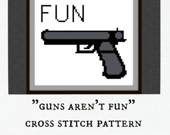 guns aren't fun - cross stitch pattern - rick and morty - digital PDF file