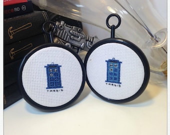TARDIS - two (2) cross stitch patterns - tiny spaceships - doctor who - digital PDF file