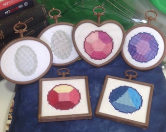 five (5) crystal gem cross stitch patterns - steven universe collection - digital PDF file