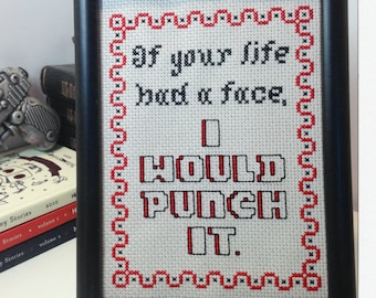 if your life had a face, i would punch it - cross stitch pattern - scott pilgrim - digital PDF file