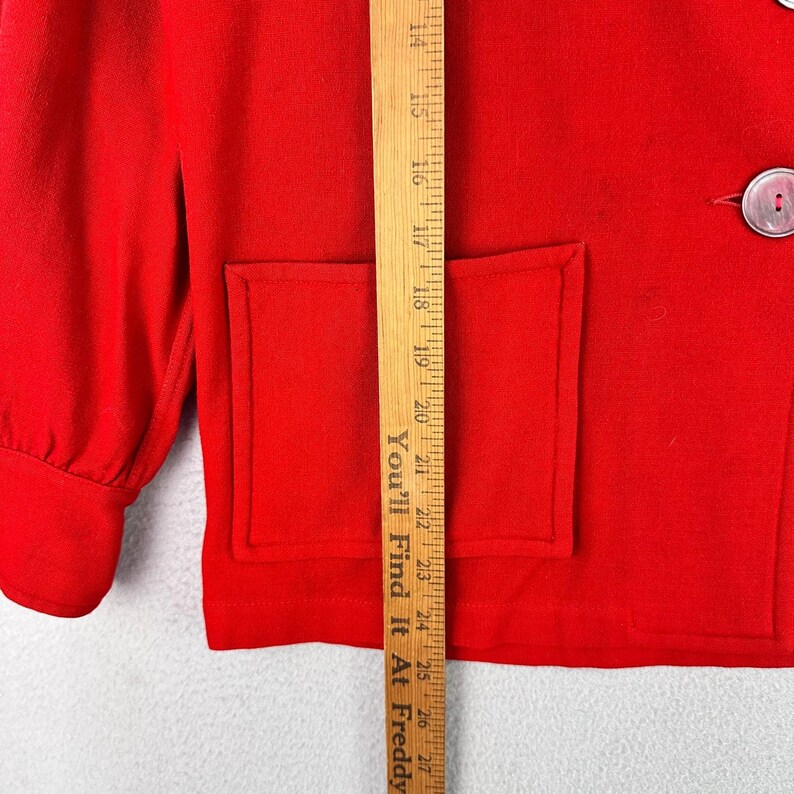 Vintage 60s Pendleton Jacket Womens L Red 100% Wool Pockets Button Front zdjęcie 7
