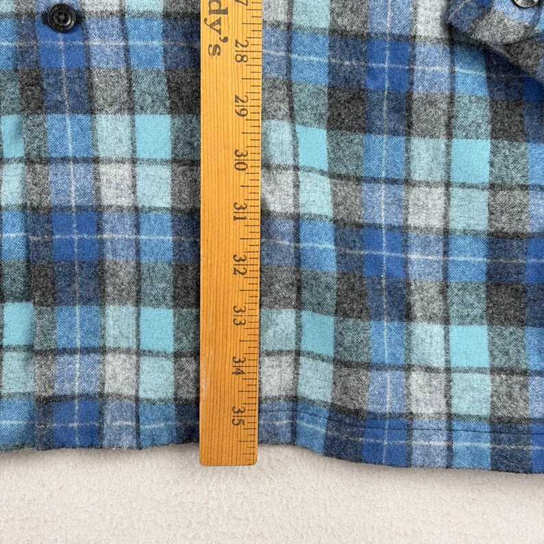 Pendleton Board Shirt Mens 3XLT Blue Plaid Wool Loop Collar Retro Flannel Surf image 8