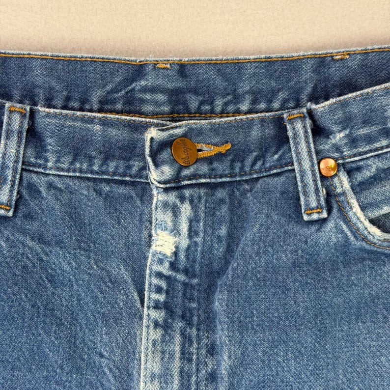 Wrangler Jeans Cowboy Cut 936 Men 36x33 Blue Slim-Boot Rodeo Work Faded Whiskers imagem 3