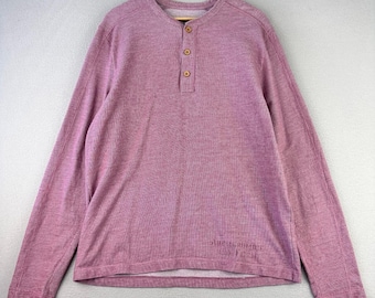 Abercrombie & Fitch Henley Shirt Mens XL Faded Pink Rugby Y2K Military Style