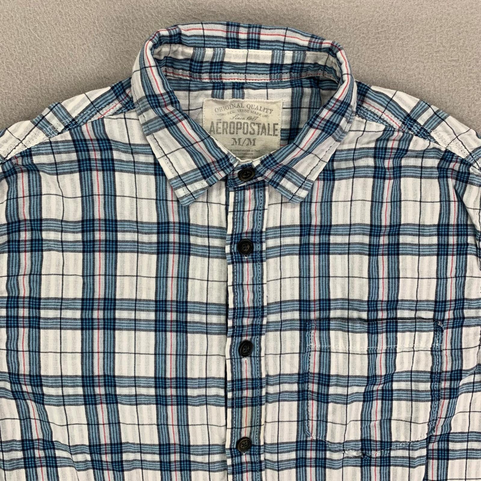 Chemise En Flanelle Aeropostale - Navy Et Rose, Motif à Carreaux, Taille M, Occasion Très Bon état