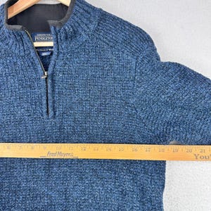 Pendleton Sweater Mens S Blue Quarter Zip Washable Shetland Wool Long Sleeve image 3