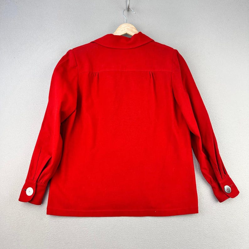 Vintage 60s Pendleton Jacket Womens L Red 100% Wool Pockets Button Front zdjęcie 4