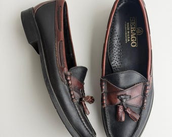 Sebago Kiltie Tassel Loafers Women 11 Black Brown Leather Preppy Old Money USA