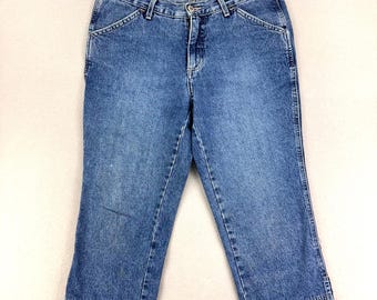 Vintage Anchor Blue Denim Capri Pants: Y2K Cropped Jeans