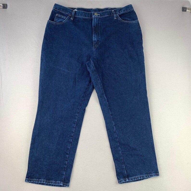 Jeans Wrangler Mom Jeans VTG para mujer, talla 20, lavado oscuro, tiro alto, pierna recta, estilo western. imagen 2