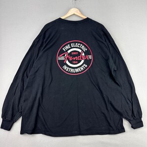 Vintage Fender Guitars T-Shirt Mens XXL Black Long Sleeve Logo Graphic Tee 90s image 2