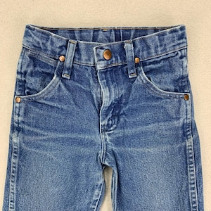 VTG Wrangler Jeans Kids 7 Slim Distressed Cowboy Cut 13MWZ Bootcut Whiskering Bild 2
