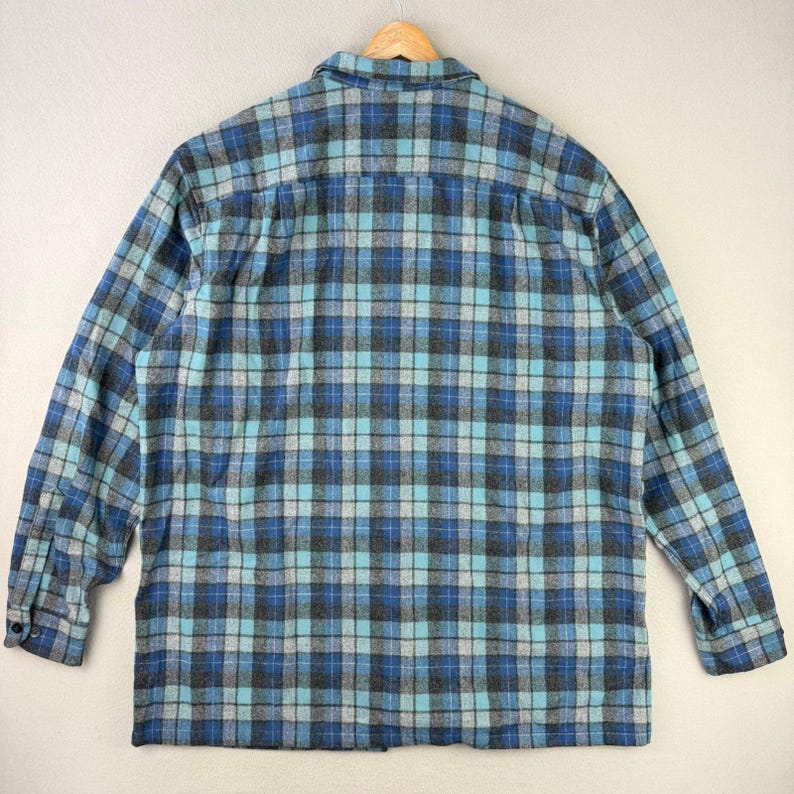 Pendleton Board Shirt Mens 3XLT Blue Plaid Wool Loop Collar Retro Flannel Surf image 4