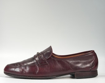 Bally Scribe Bit Loafers Mens 11 E Oxblood Leather Slip-On Dress Shoes Vintage