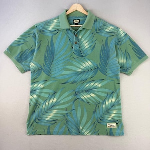 Tommy Bahama Palm Leaf Polo Shirt Mens Medium Green Tropical Hawaiian Cotton VTG image 1