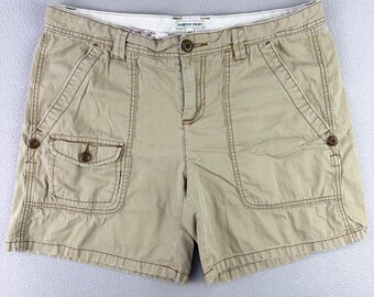VTG Polo Jeans Co Hampton Shorts Women 12 Tan Khaki Cargo Casual Cotton Utility