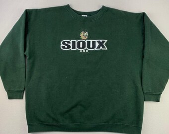 Vintage North Dakota Fighting Sioux Sweatshirt Mens XL Green Oversized Crew Y2K