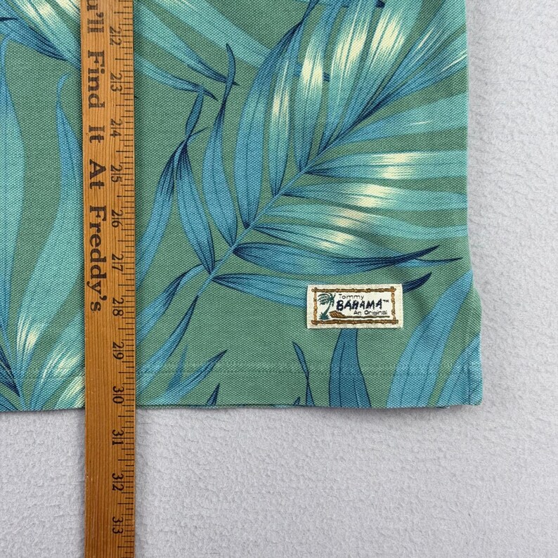 Tommy Bahama Palm Leaf Polo Shirt Mens Medium Green Tropical Hawaiian Cotton VTG image 9