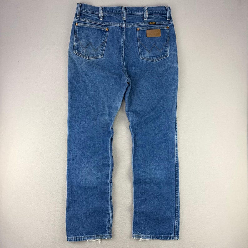 Wrangler Jeans Cowboy Cut 936 Men 36x33 Blue Slim-Boot Rodeo Work Faded Whiskers imagem 5