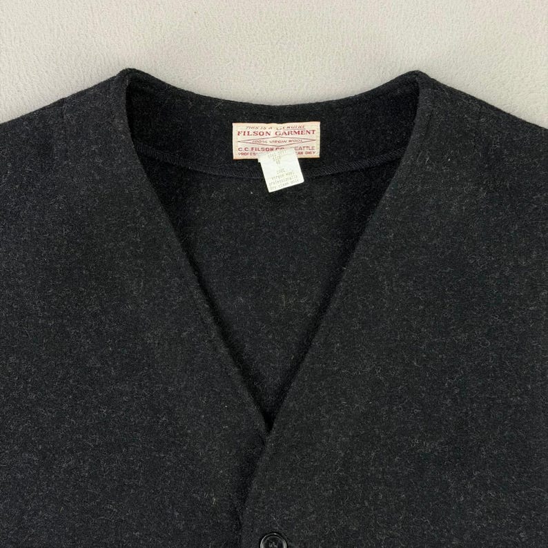 Vintage Filson Mackinaw Hunting Vest Mens 48 Style 20 Wool USA Heritage Charcoal image 2
