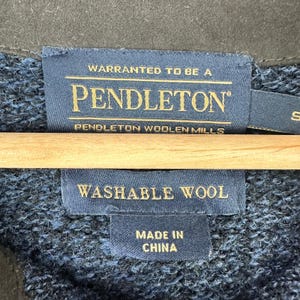 Pendleton Sweater Mens S Blue Quarter Zip Washable Shetland Wool Long Sleeve image 5
