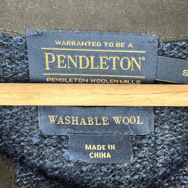 Pendleton Sweater Mens S Blue Quarter Zip Washable Shetland Wool Long Sleeve image 5
