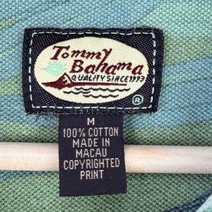 Tommy Bahama Palm Leaf Polo Shirt Mens Medium Green Tropical Hawaiian Cotton VTG image 7